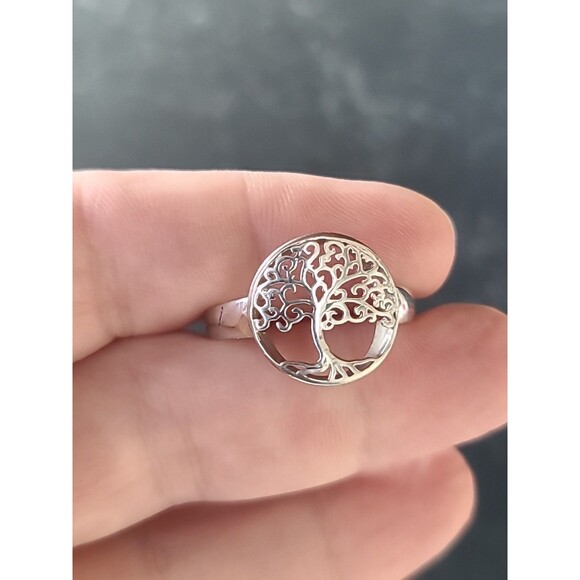 925 Sterling Silver Tree Of Life Ring, Size US 10.5, Vintage - Picture 1 of 10